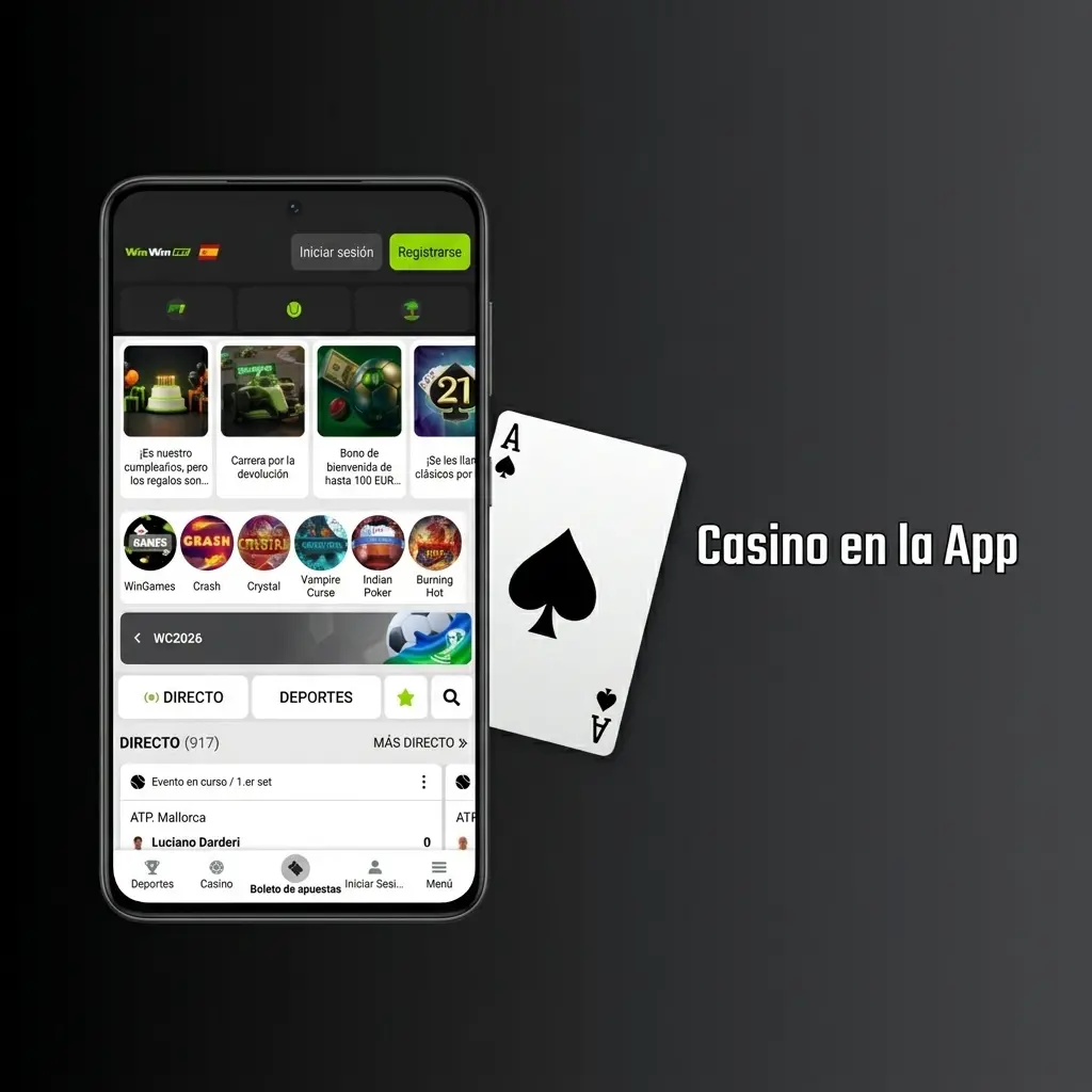 Catálogo casino WinWin app: tragaperras, ruleta, blackjack y baccarat con crupiers en vivo en alta definición