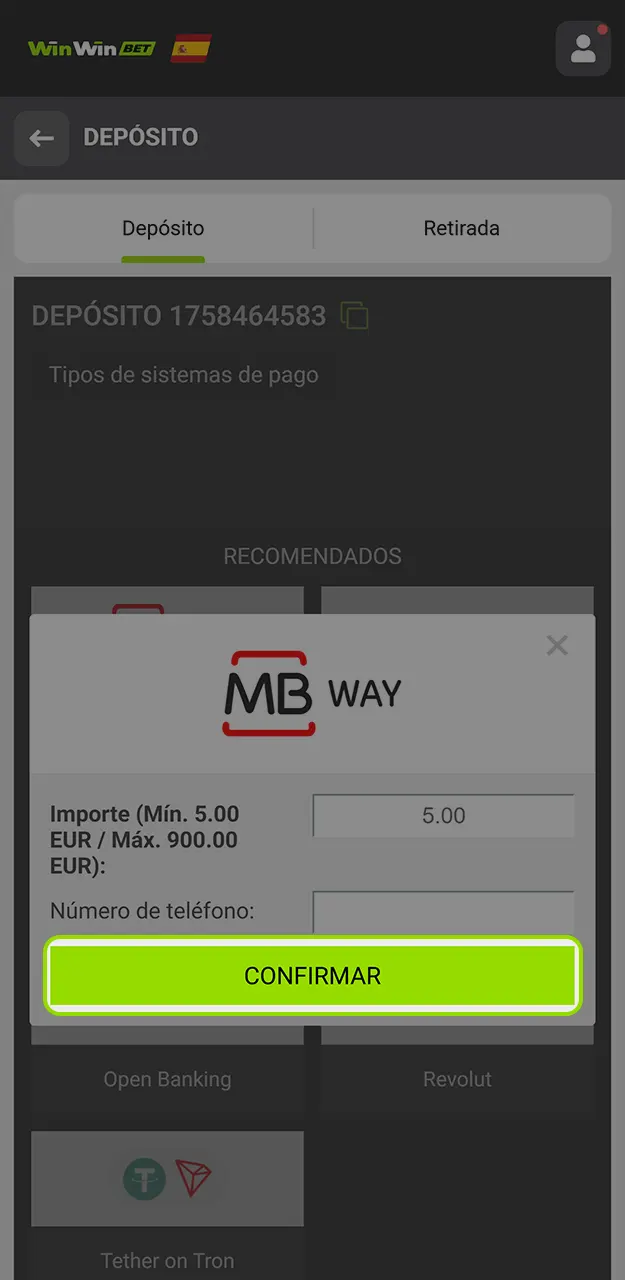 Confirma tu depósito y recibe tu bono en WinWin.