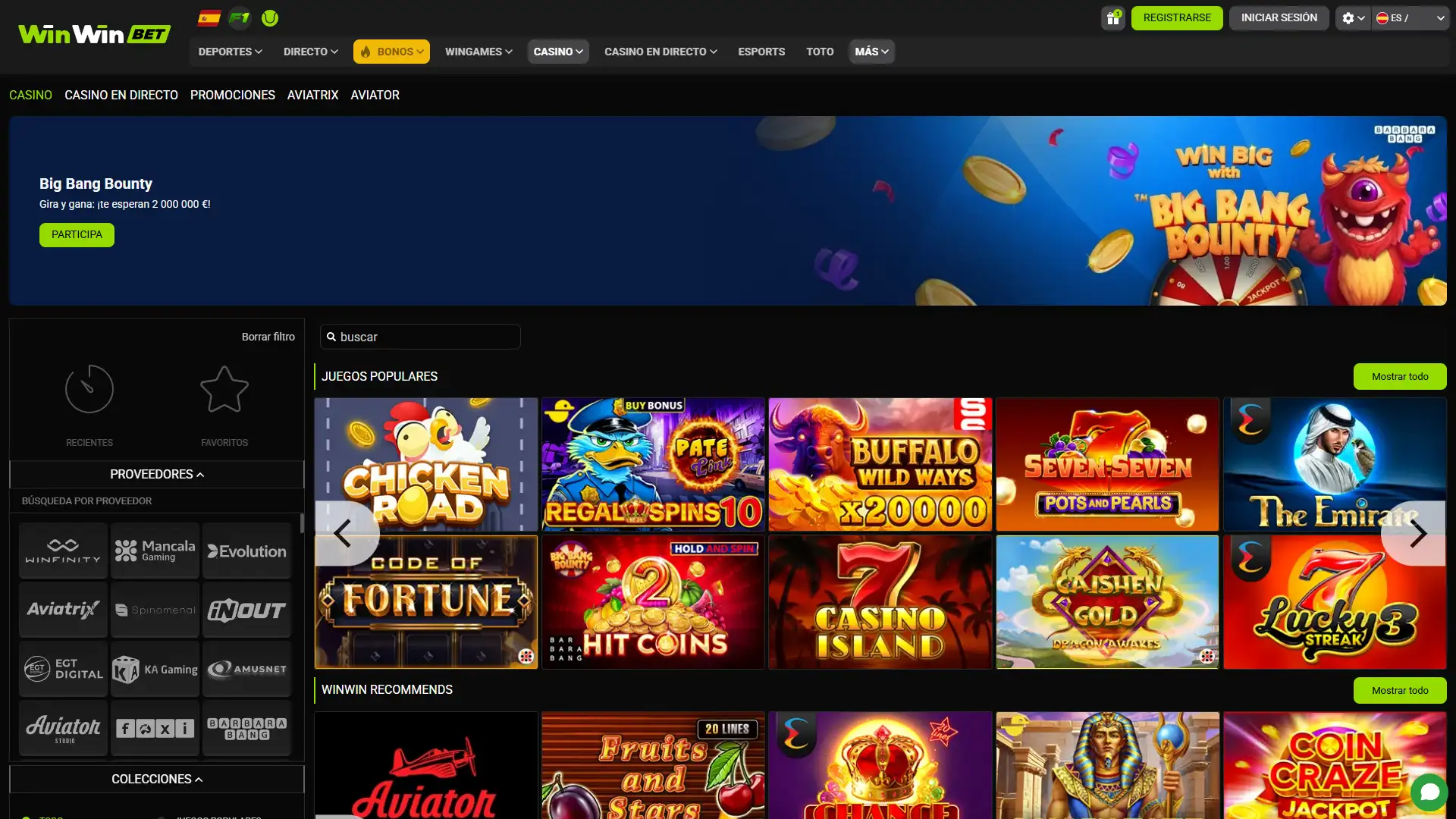 Juega a los mejores juegos de casino en WinWin.